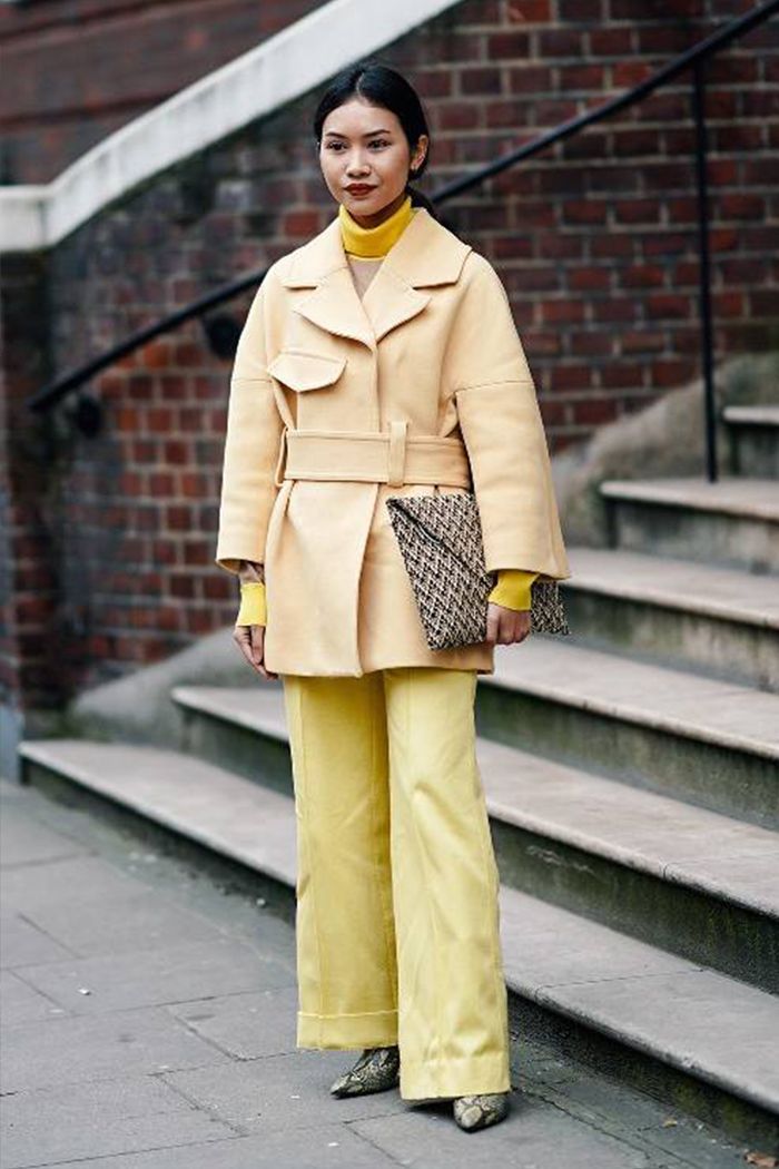 This Pale Colour Is the New Beige for Fashion People Everywhere | London fashion week street style, Yellow fashion, Fashion
