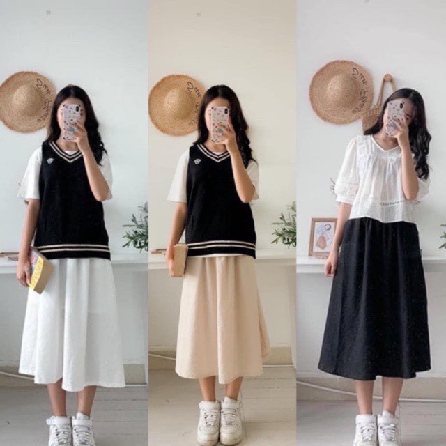 Chân váy đũi dài style Hàn Quốc Chân váy dài vintage Quảng Châu Đầm nữ - khuyến mãi giá rẻ chỉ: 30.000 đ | Giảm giá mỗi ngày