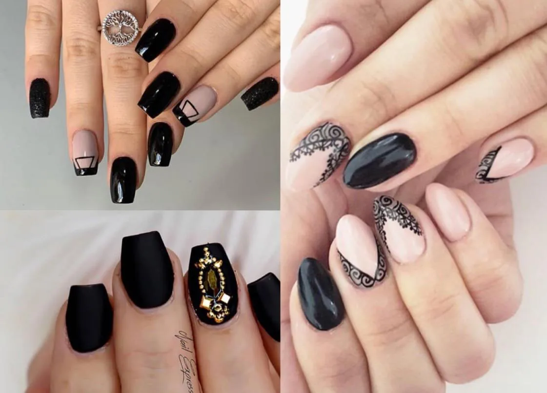 Top 70 Black Nail Designs in Different Shapes and Styles - Yve-Style.com