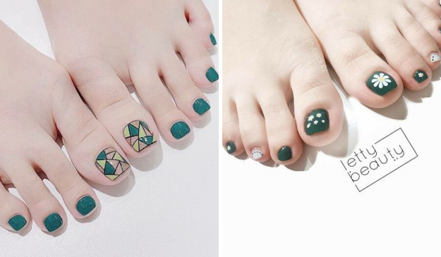 45 Mẫu móng chân đẹp màu xanh rêu sành điệu Trendy Nhất  TRẦN HƯNG ĐẠO