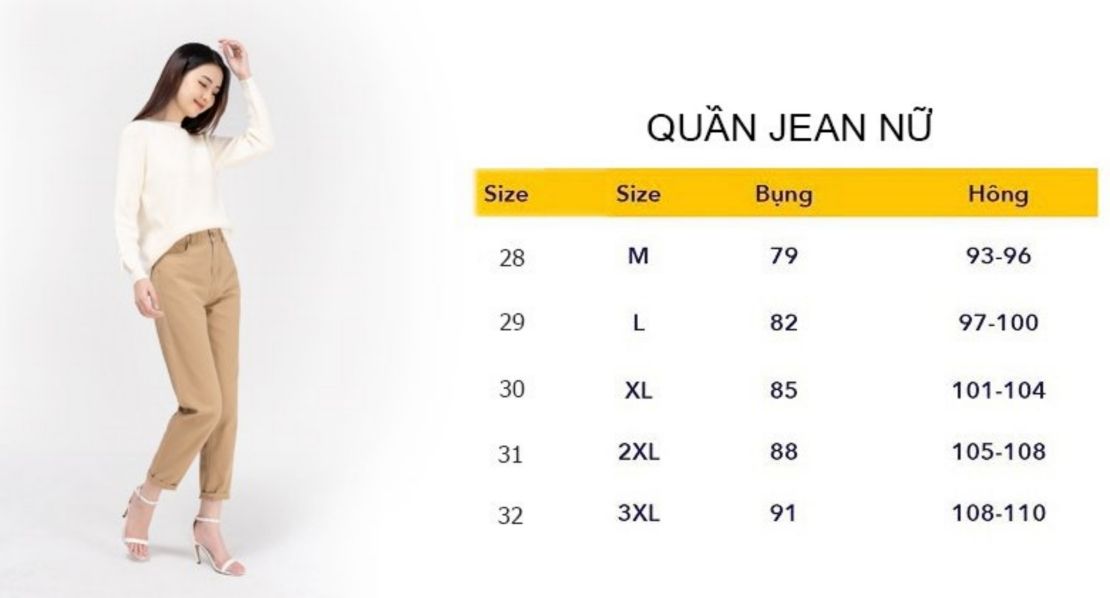 Đọc ngay 2 cách chọn size quần Jean nữ chuẩn, tôn dáng