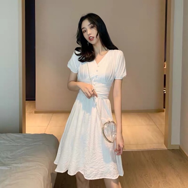 Váy chiết éo dáng chữ A | Shopee Việt Nam