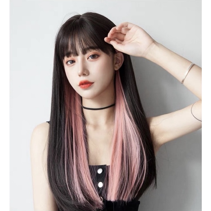 Mã FAMARAL2 giảm 10K đơn 50K]Tóc giả nữ nguyên đầu thẳng light Hồng dáng lửng phong cách Hàn quốc ms:9060H | Shopee Việt Nam