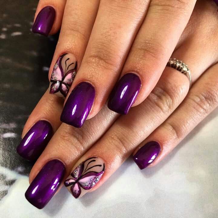 mẫu nail bướm cực xinh