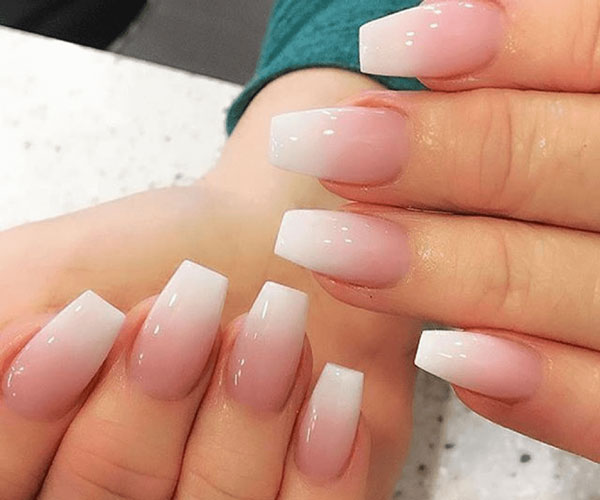 nail ombre trắng 