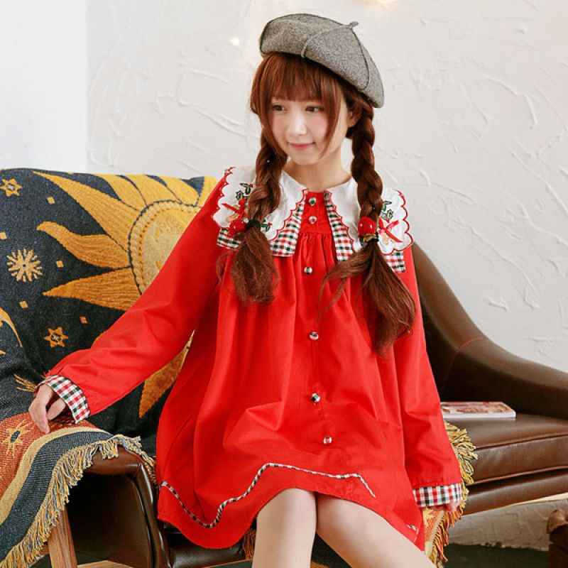 Váy đỏ phong cách tiểu thư - sakurafashion.vn