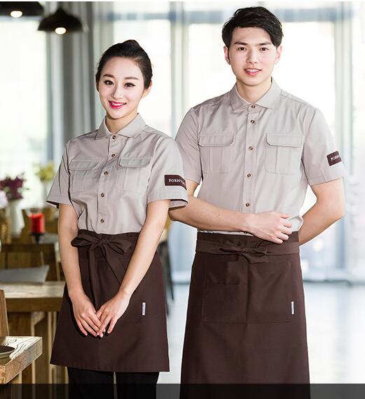 Cafe Nướng Áo Sơ Mi Cà Phê Đồng Phục Bồi Bàn Áo Khoác Mùa Hè Ngắn Đầu Bếp|waiters jacket|waiter uniformcafe uniforms - AliExpress